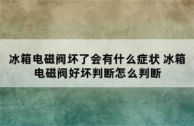 冰箱电磁阀坏了会有什么症状 冰箱电磁阀好坏判断怎么判断